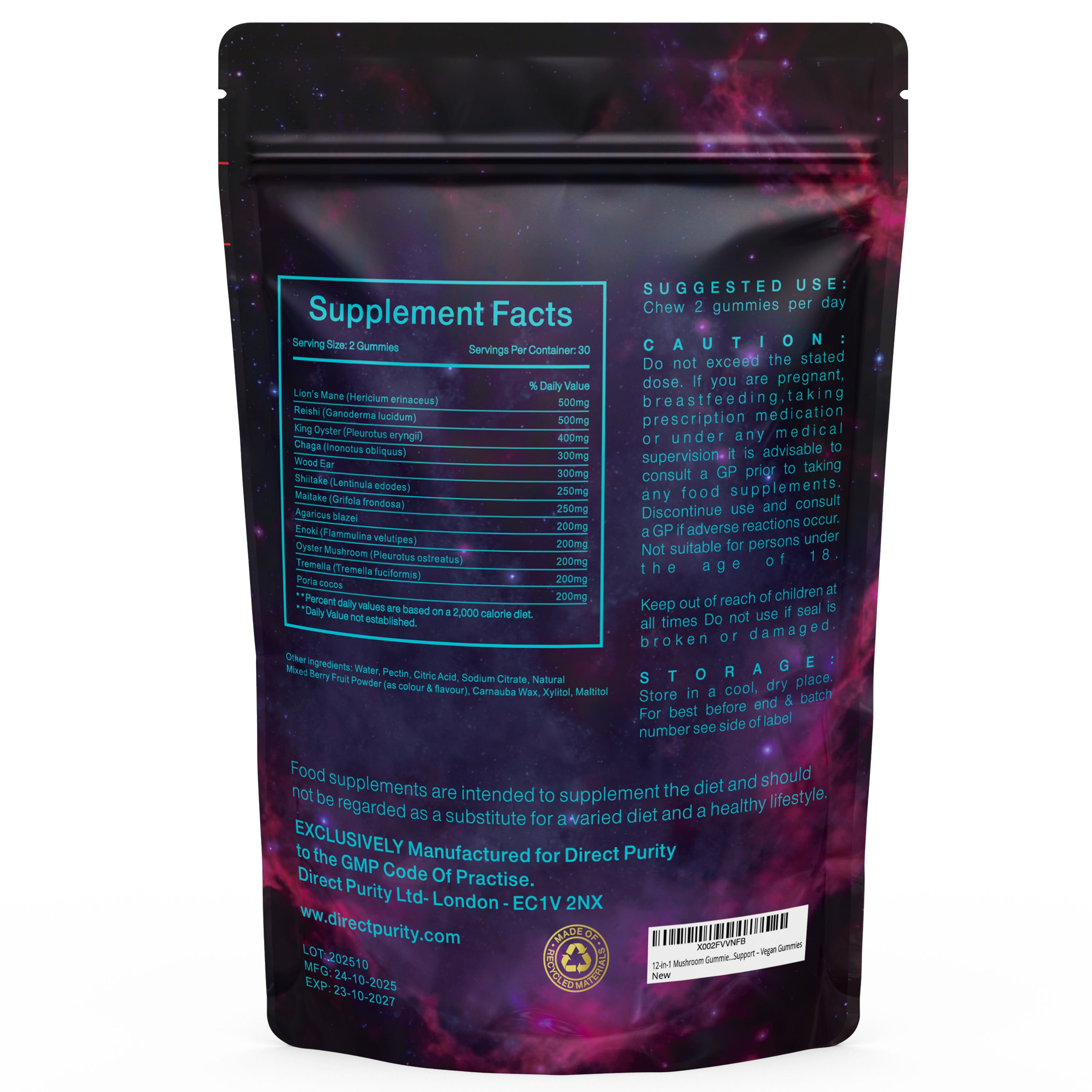 12-in-1 Mushroom Gummies Complex – 3500mg includes ,Lions Mane and Reishi Mushrooms – Premium Mushroom Supplement – Natural Nootropic & Immune Support – Vegan Gummies