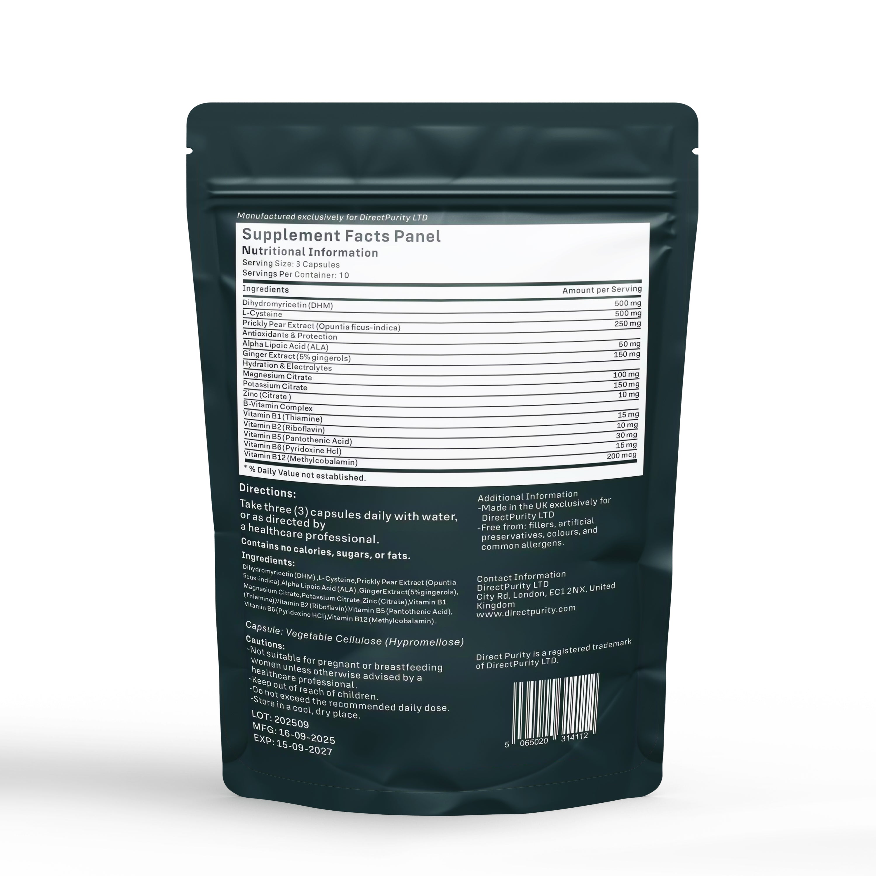 Dr Hang - Liver Support Supplement – DHM, Rosemary Leaf, prickly Pear ,Magnesium & B Vitamins – 30 Capsules – Full Liver Detox & Recovery Formula