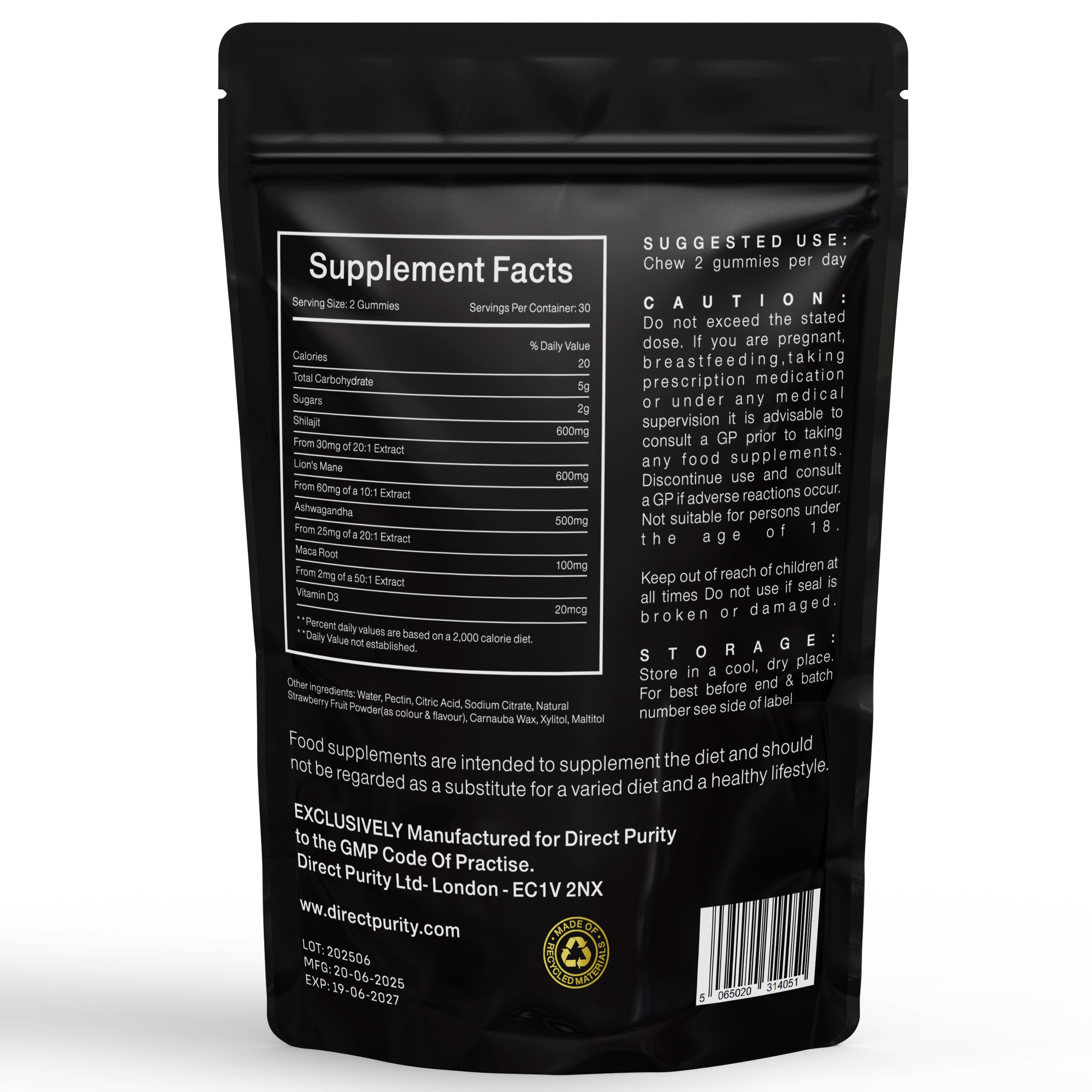 NueroBoost™ 5‑in‑1 Wellness Gummies – Ashwagandha 500 mg, Shilajit 600 mg, Lion’s Mane 600 mg, Maca Root 100 mg & Vitamin D3 20 mg – 60 Count – Stress, Focus, Energy & Immune Support