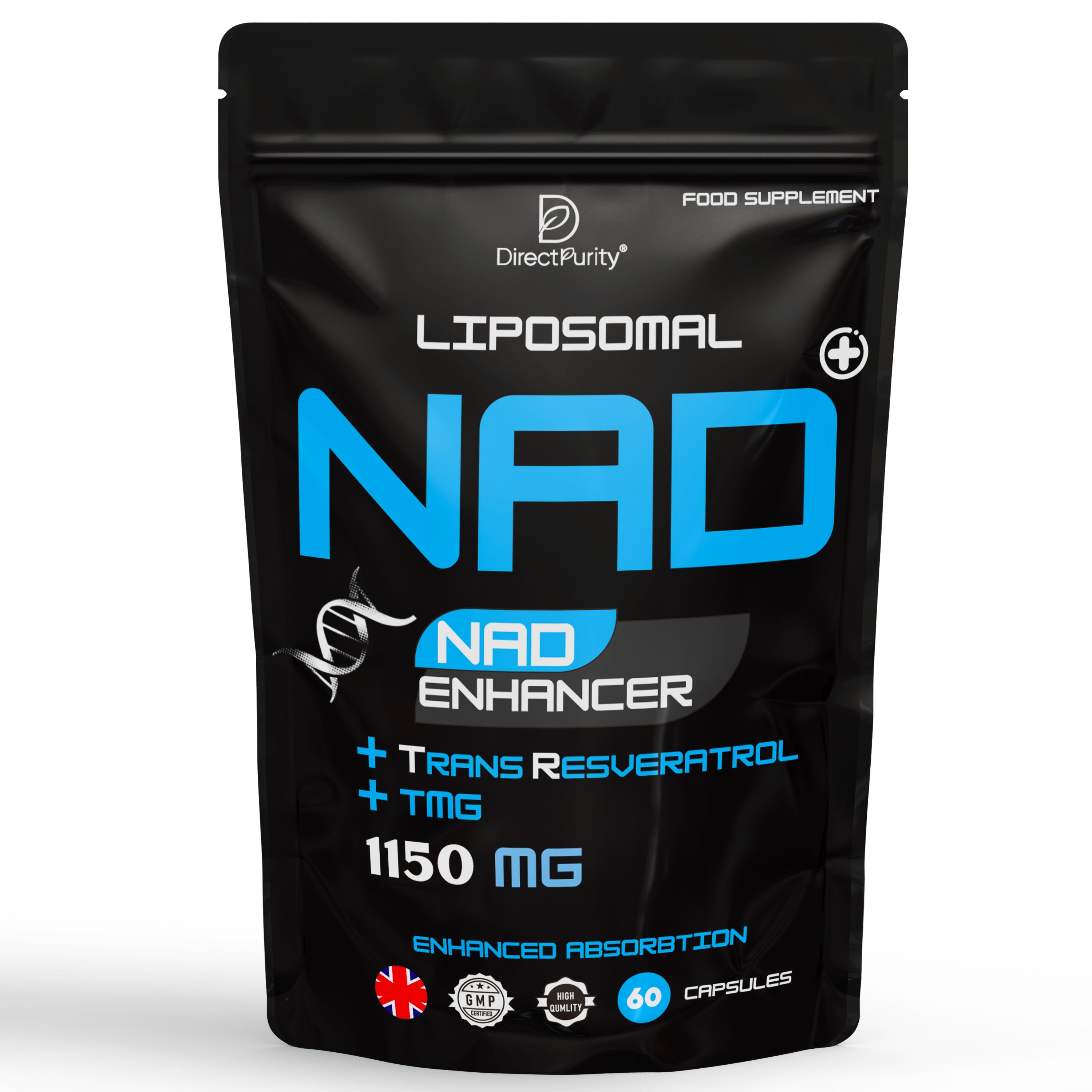 NAD Supplement 1150 mg, with Trans Resveratrol, Liposomal and TMG,NAD and resveratrol