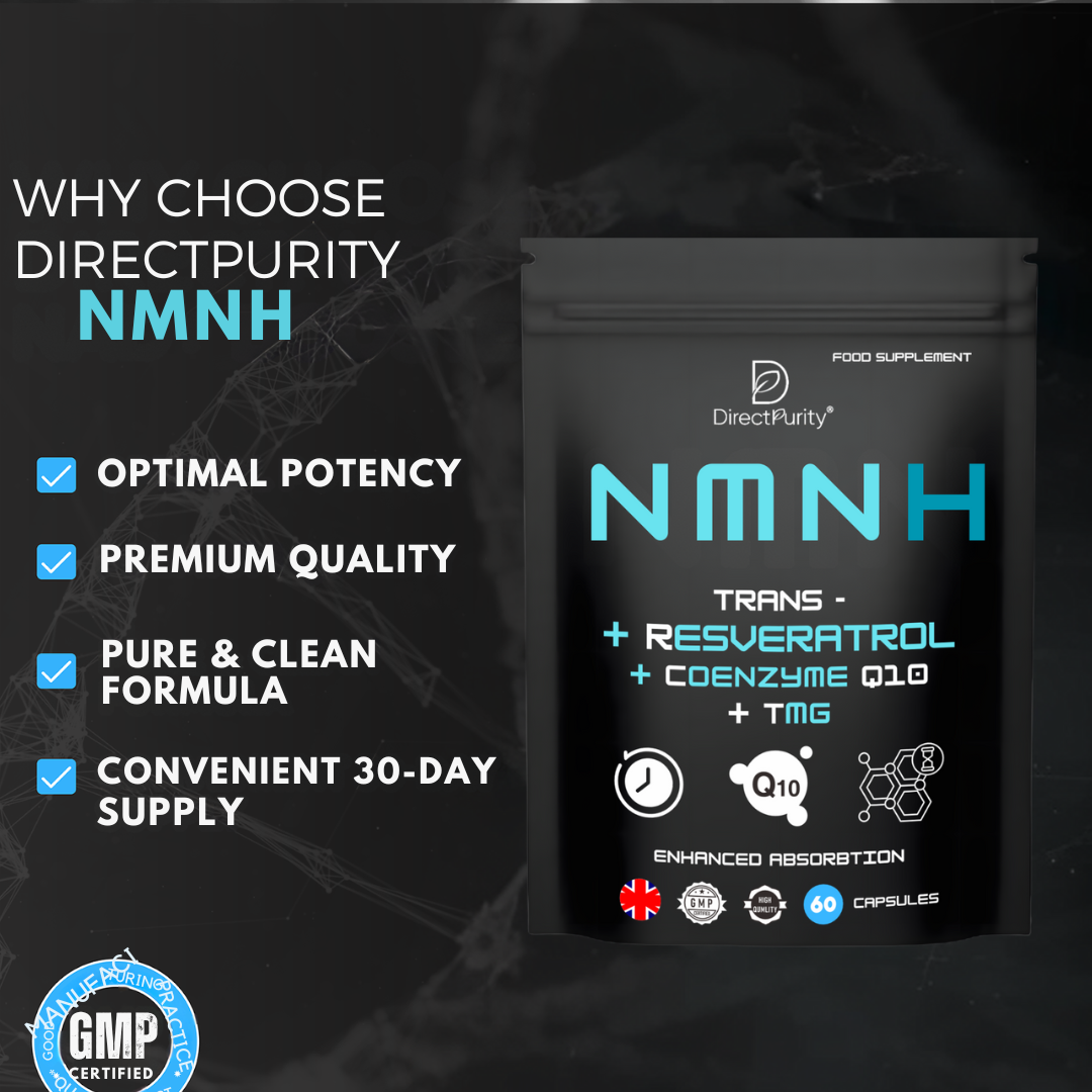 NMNH Supplement 600 mg, with Trans Resveratrol, CoQ10 and TMG, NMNH and resveratrol Supplements May Support Cellular Health and Healthy Aging. Boost Vitality and Combat Aging.
