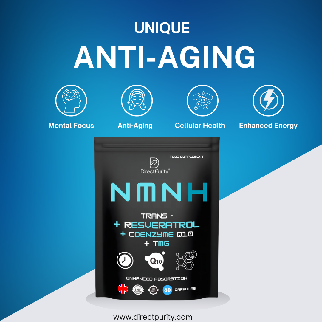 NMNH Supplement 600 mg, with Trans Resveratrol, CoQ10 and TMG, NMNH and resveratrol Supplements May Support Cellular Health and Healthy Aging. Boost Vitality and Combat Aging.