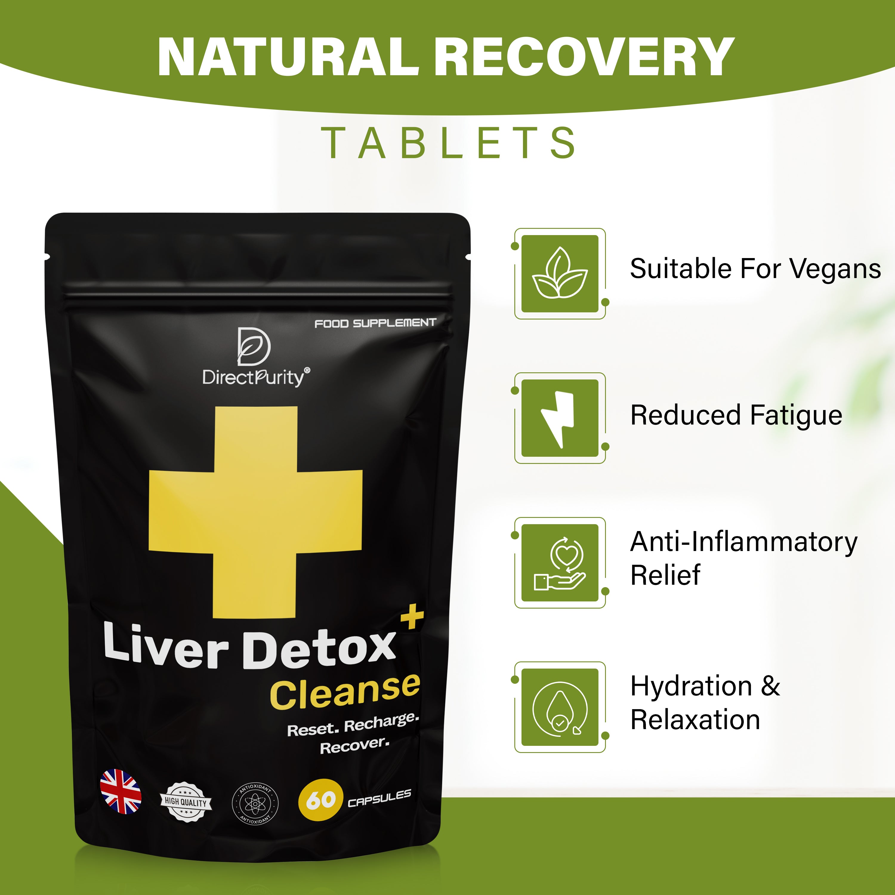 Liver Detox & Support – DHM, Rosemary Extract, Magnesium, B Complex – 60 Capsules – Natural Cleanse, Repair & Recovery Formula for Daily Wellness .