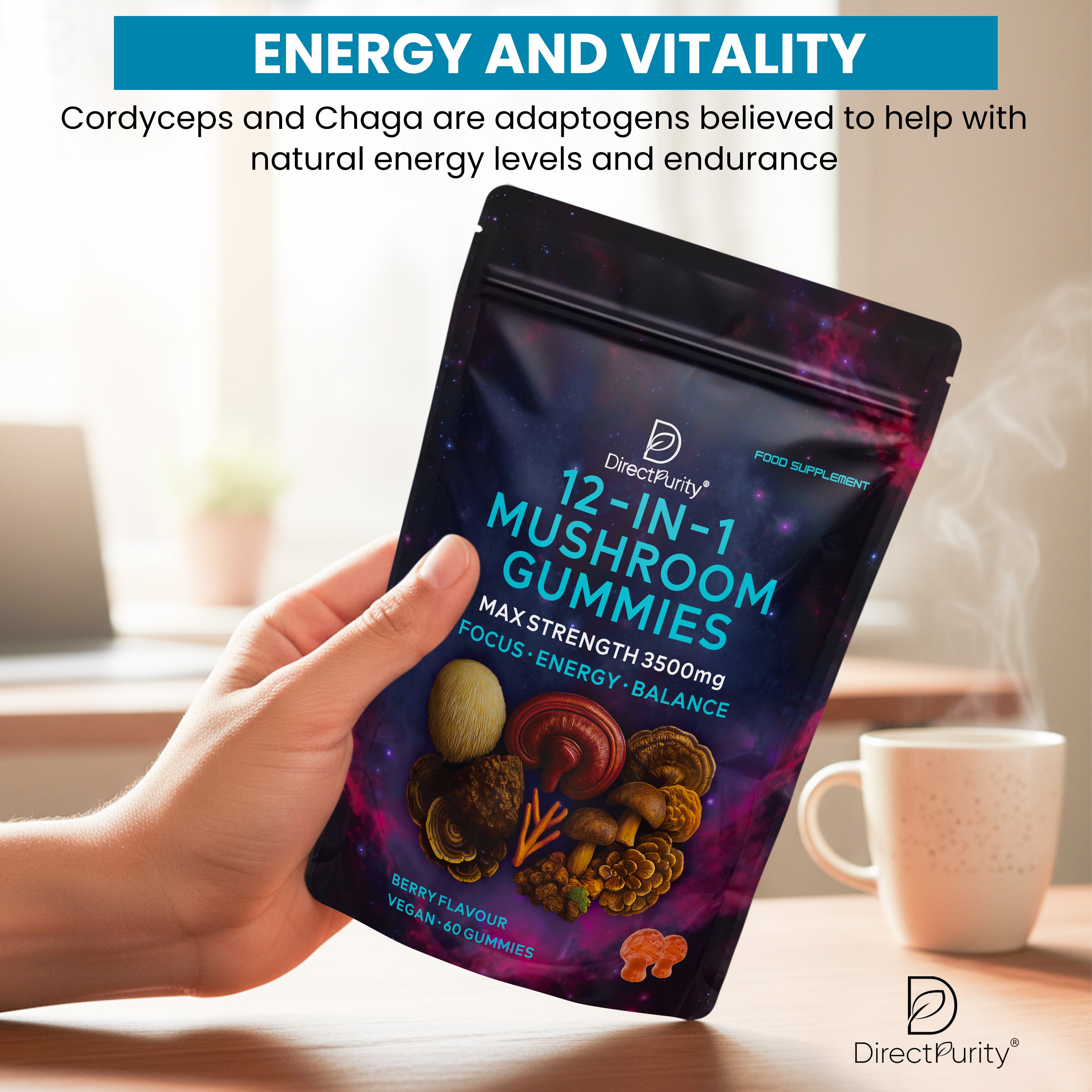 12-in-1 Mushroom Gummies Complex – 3500mg Includes,Lions Mane, Cordyceps, Mushrooms – Premium Mushroom Supplement – Natural Nootropic & Immune Support – Vegan Gummies