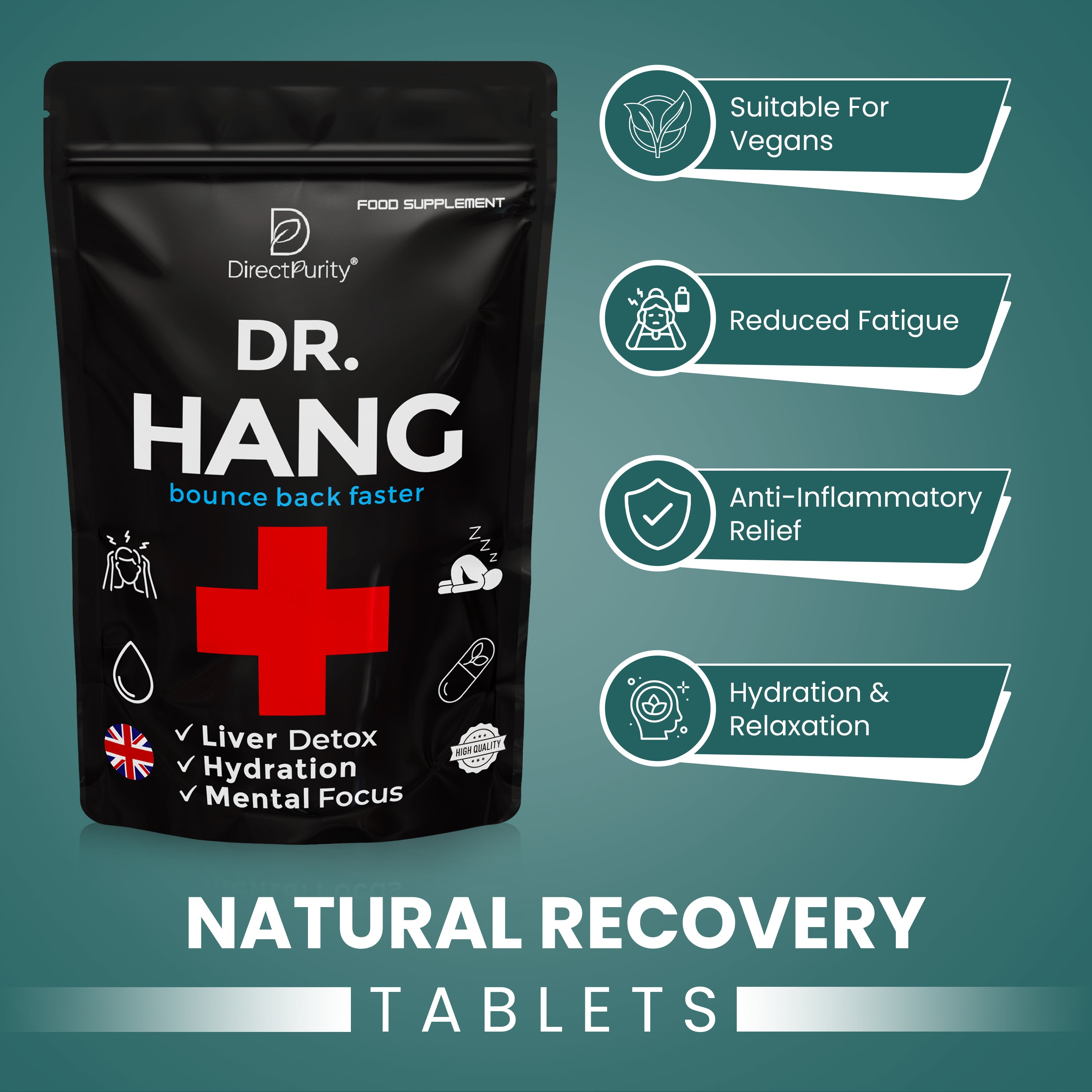 Dr Hang - Liver Support Supplement – DHM, Rosemary Leaf, prickly Pear ,Magnesium & B Vitamins – 30 Capsules – Full Liver Detox & Recovery Formula