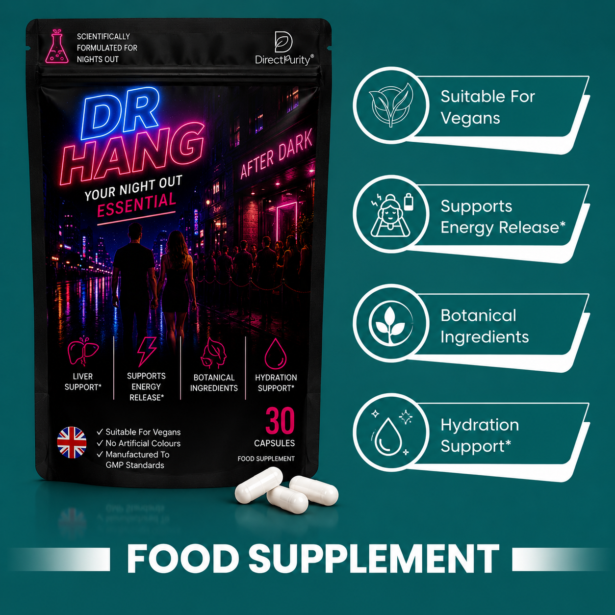 Dr Hang - Liver Support Supplement – DHM, Rosemary Leaf, prickly Pear ,Magnesium & B Vitamins – 30 Capsules – Full Liver Detox & Recovery Formula