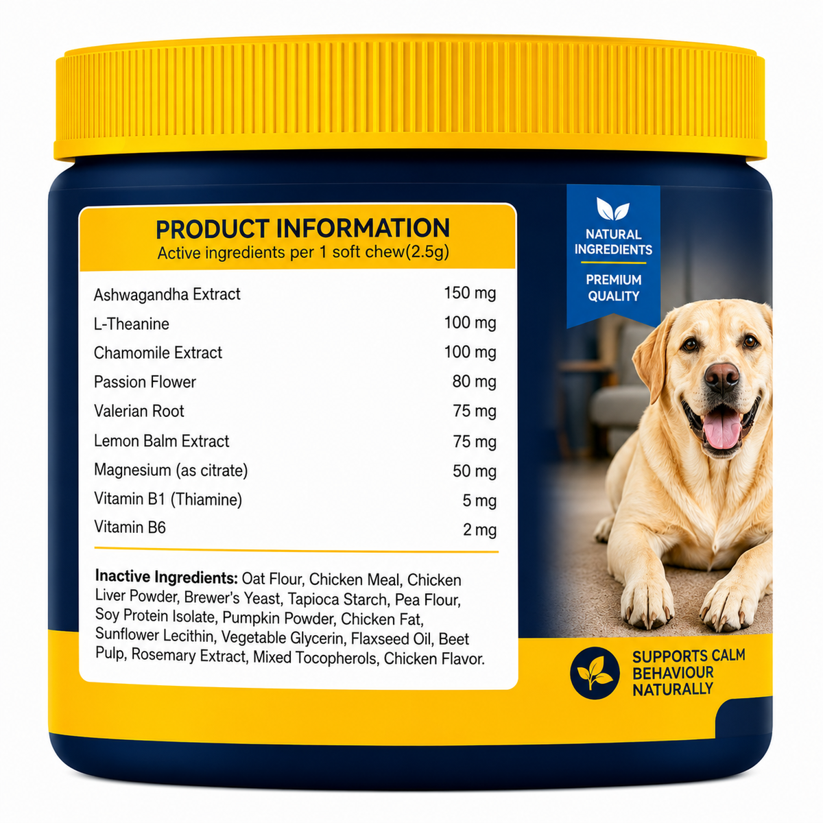 DirectPurity Dog Calming Chews – Soft Chicken Treats with Chamomile, L-Tryptophan & Lemon Balm – Daily Support for Stress, Travel, Fireworks & Separation Anxiety – 90 Chews