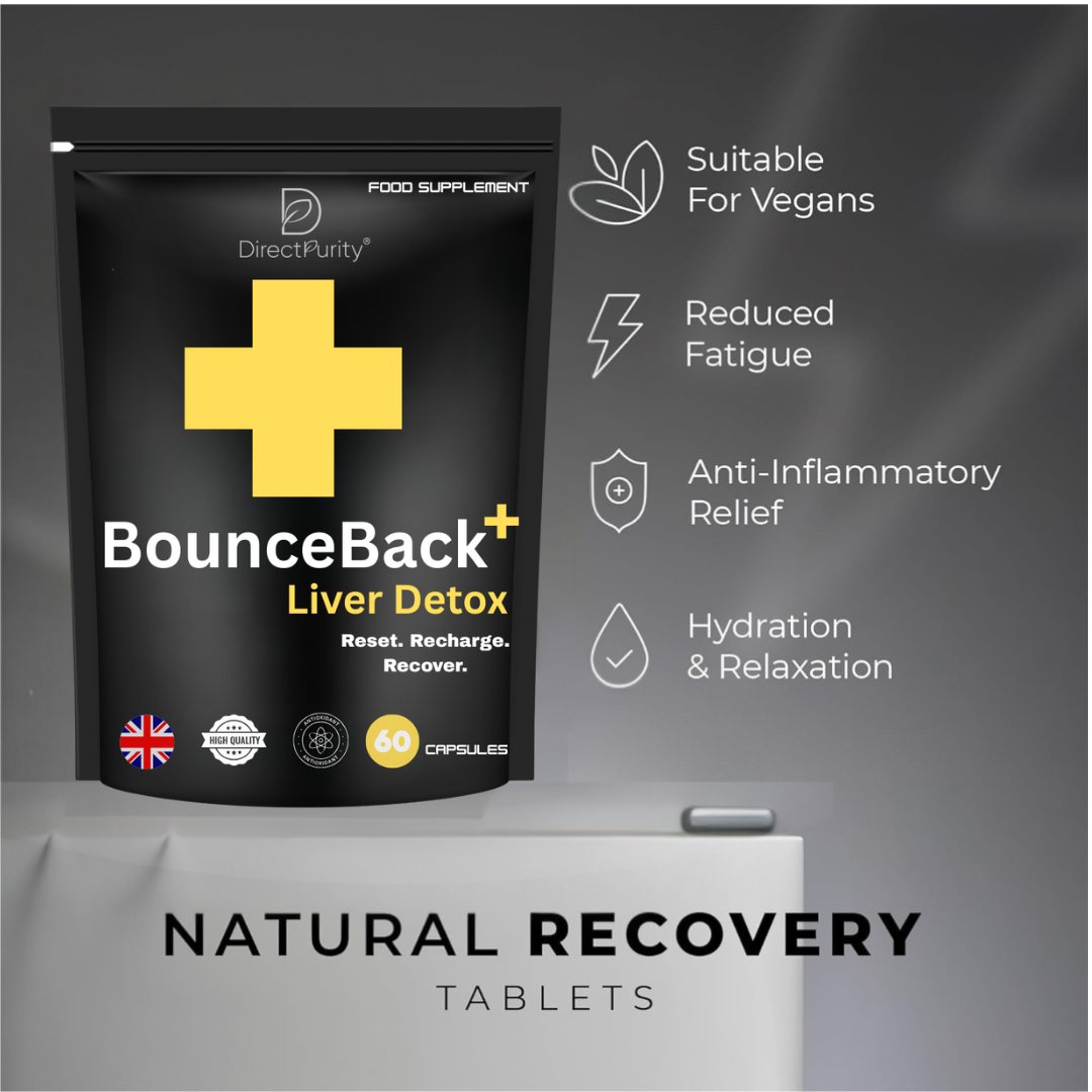 BounceBack+ Liver Detox & Support – NAC, DHM, Rosemary Extract, Magnesium, B Complex – 60 Capsules – Natural Cleanse, Repair & Recovery Formula for Daily Wellness .